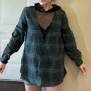 Stylish flannel w/ v neck